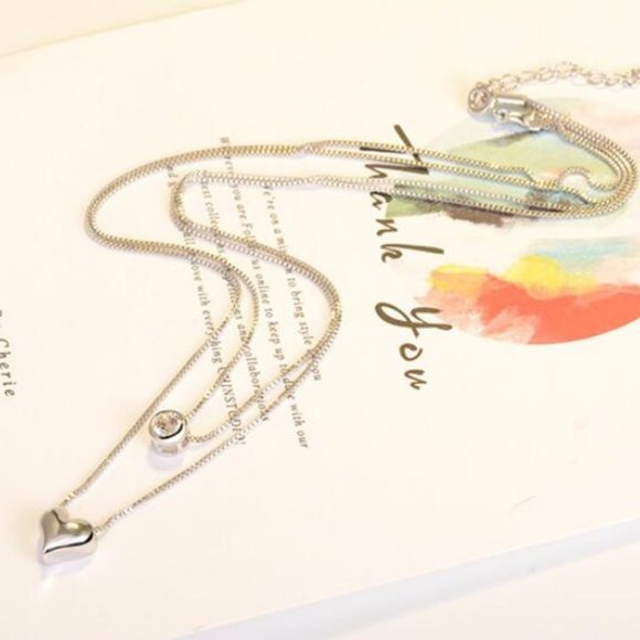 *NEW 925 Sterling Silver Diamond Heart Necklace B - Picture 6 of 8